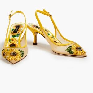 Dolce & Gabbana Floral Embroidered Women's Shoes - Yellow